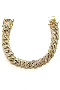 10K Yellow Gold Bracelet for men Solid (pavé)