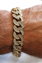 Charger l&#39;image dans la galerie, 10K Yellow Gold Bracelet for men Solid (pavé)
