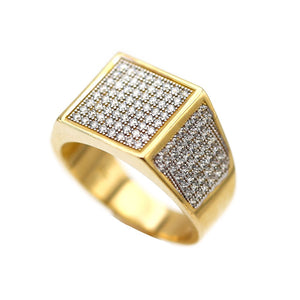 Men's Rings in Yellow 10K Gold (micro pavé)