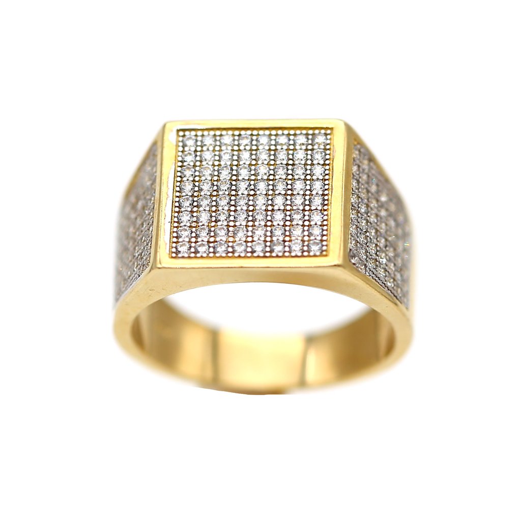 Men's Rings in Yellow 10K Gold (micro pavé)