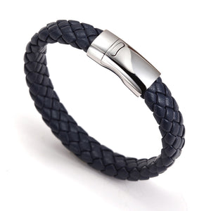 Fancy Stainless steel & Genuine Leather Bracelet