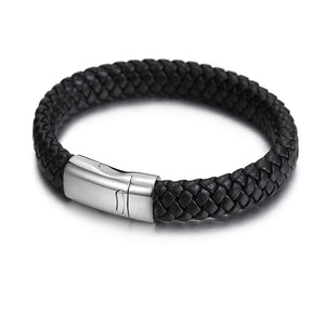 Fancy Stainless steel & Genuine Leather Bracelet