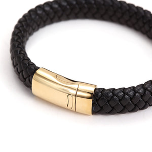 Fancy Stainless steel & Genuine Leather Bracelet