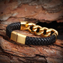 Charger l&#39;image dans la galerie, CUBAN LINK LEATHER BRACELET
