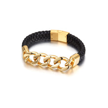 Charger l&#39;image dans la galerie, CUBAN LINK LEATHER BRACELET
