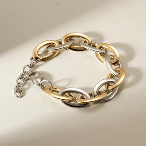 Two Tone Oval Link Bracelet