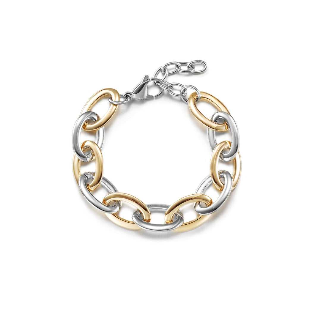 Two Tone Oval Link Bracelet