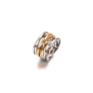 TRICOLOR INTERTWINED STATEMENT RING