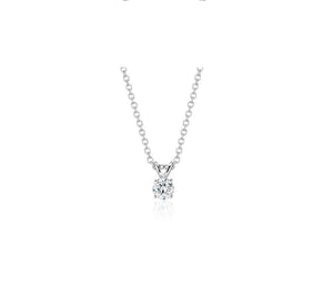 10K SOLID WHITE GOLD CLASSIC ROUND CUBIC ZIRCONIA SOLITAIRE PENDANT-4mm-1/4CT