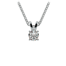 Load image into Gallery viewer, 10K SOLID WHITE GOLD CLASSIC ROUND CUBIC ZIRCONIA SOLITAIRE PENDANT-4mm-1/4CT
