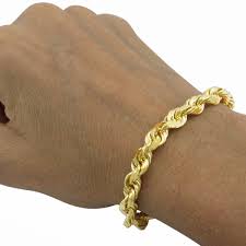 10k Gold 8.0mm Diamond Cut Rope Bracelet