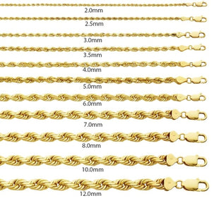 10k Gold 1.5mm Diamond Cut Rope Bracelet