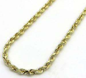 10K Yellow Gold 1.5MM Solid Rope Chain Diamond Cut Necklace