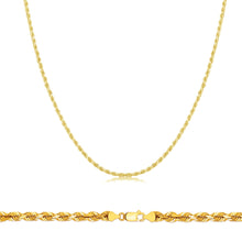 Charger l&#39;image dans la galerie, 10K Yellow Gold 1.5MM Solid Rope Chain Diamond Cut Necklace
