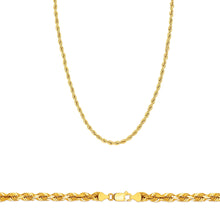 Charger l&#39;image dans la galerie, 10K Yellow Gold 2MM Hollow Rope Chain Necklace
