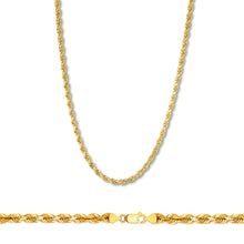 Charger l&#39;image dans la galerie, 10K Yellow Gold 3.0MM Solid Rope Chain Diamond Cut Necklace
