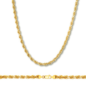 10K Yellow Gold 4MM Hollow Rope Chain Necklace