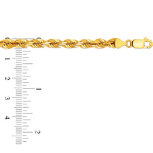 Charger l&#39;image dans la galerie, 10K Yellow Gold 5.0MM Solid Rope Chain Diamond Cut Necklace
