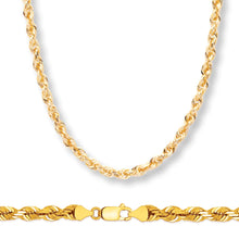 Charger l&#39;image dans la galerie, 10K Yellow Gold 5.0MM Solid Rope Chain Diamond Cut Necklace
