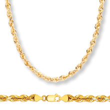 Charger l&#39;image dans la galerie, 10K Yellow Gold 6.0MM Solid Rope Chain Diamond Cut Necklace
