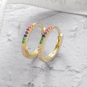 925 Sterling Silver RAINBOW PETITE HOOP EARRINGS