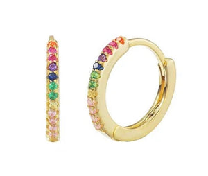 925 Sterling Silver RAINBOW PETITE HOOP EARRINGS