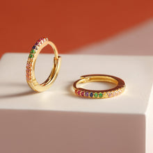 Charger l&#39;image dans la galerie, 925 Sterling Silver RAINBOW PETITE HOOP EARRINGS
