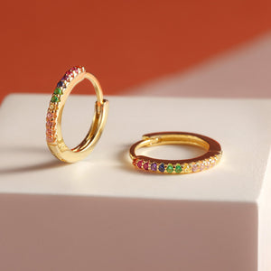 925 Sterling Silver RAINBOW PETITE HOOP EARRINGS