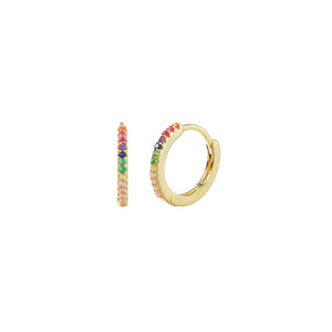 925 Sterling Silver RAINBOW PETITE HOOP EARRINGS