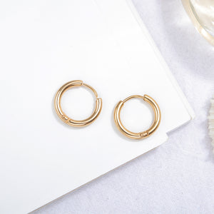 Fancy Stainless steel Hoops Gold color Earrings