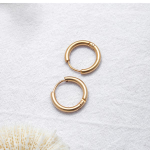 Fancy Stainless steel Hoops Gold color Earrings