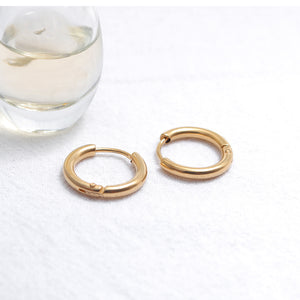 Fancy Stainless steel Hoops Gold color Earrings