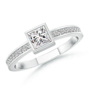 Diamond Princess Ring 14K White Gold