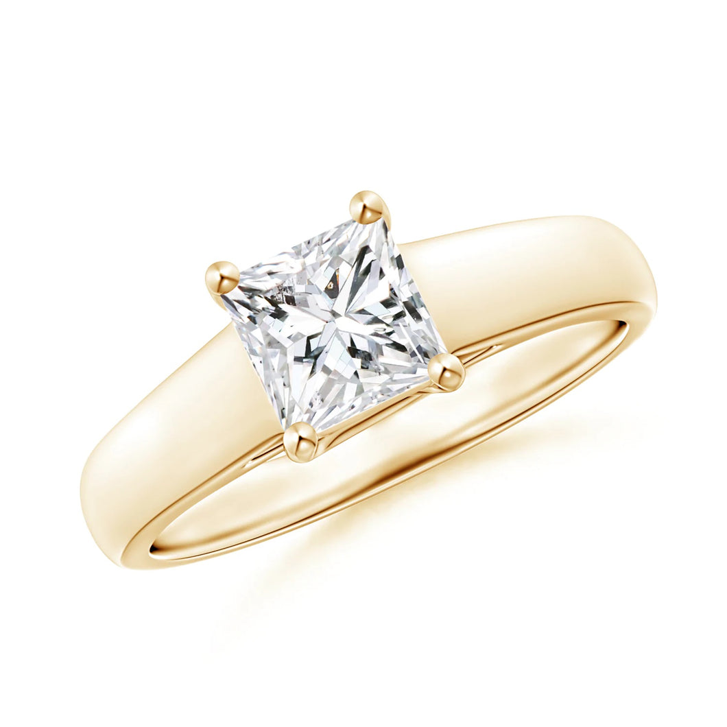 Diamond Solitaire Princess-Cut Engagement Ring