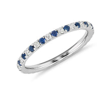 Charger l&#39;image dans la galerie, Sapphire and Diamond Eternity Ring in 14k White Gold
