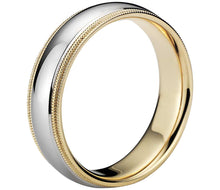 Charger l&#39;image dans la galerie, Dome Inlay Milgrain Wedding Ring Comfort Fit 2 Tones-6MM
