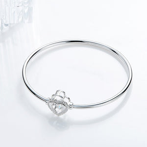 925 Silver Heart Bangle Pave with AAA-Zircon Made with "Crossfor Component"-Dancing Stones