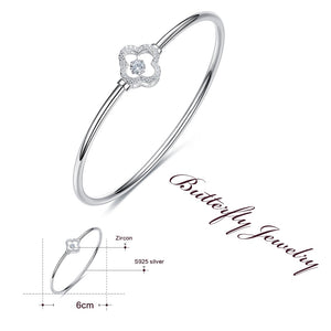 925 Silver Bangle Clover leaf Pave with AAA-Zircon Made with "Crossfor Component"-Dancing Stones