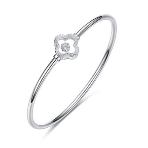 925 Silver Bangle Clover leaf Pave with AAA-Zircon Made with "Crossfor Component"-Dancing Stones