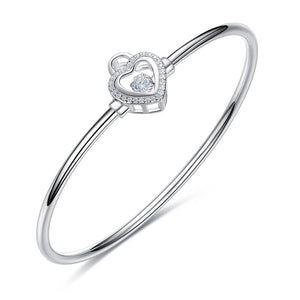 925 Silver Heart Bangle Pave with AAA-Zircon Made with "Crossfor Component"-Dancing Stones