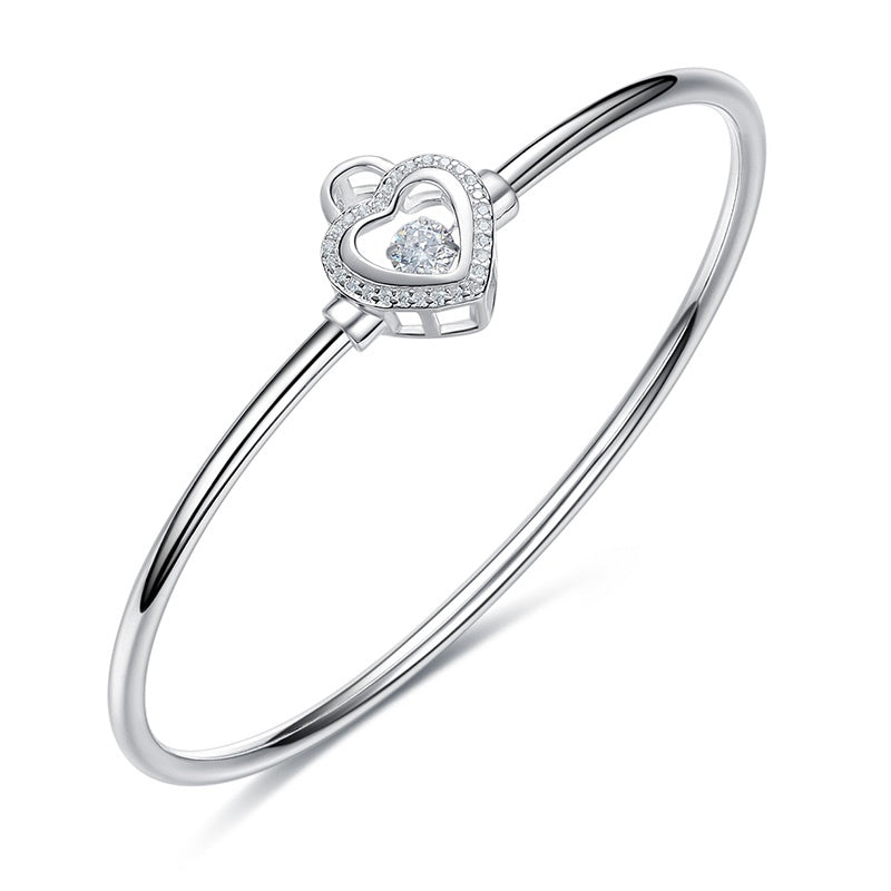 925 Silver Heart Bangle Pave with AAA-Zircon Made with 