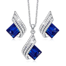 Load image into Gallery viewer, 925 Sterling Silver Earrings Made with Crystal From Swarovski(R) Sapphire
