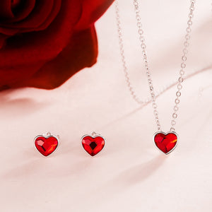 925 Sterling Silver HEART Set Made with Ruby Crystals from Swarovski(R)