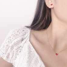 Charger l&#39;image dans la galerie, 925 Sterling Silver HEART Set Made with Ruby Crystals from Swarovski(R)
