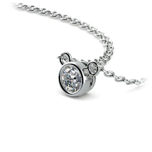 Charger l&#39;image dans la galerie, Round Bezel White14K Gold Diamond Solitaire Pendant
