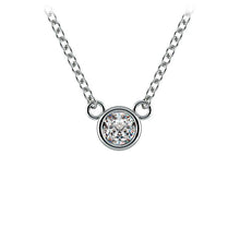 Charger l&#39;image dans la galerie, Round Bezel White14K Gold Diamond Solitaire Pendant
