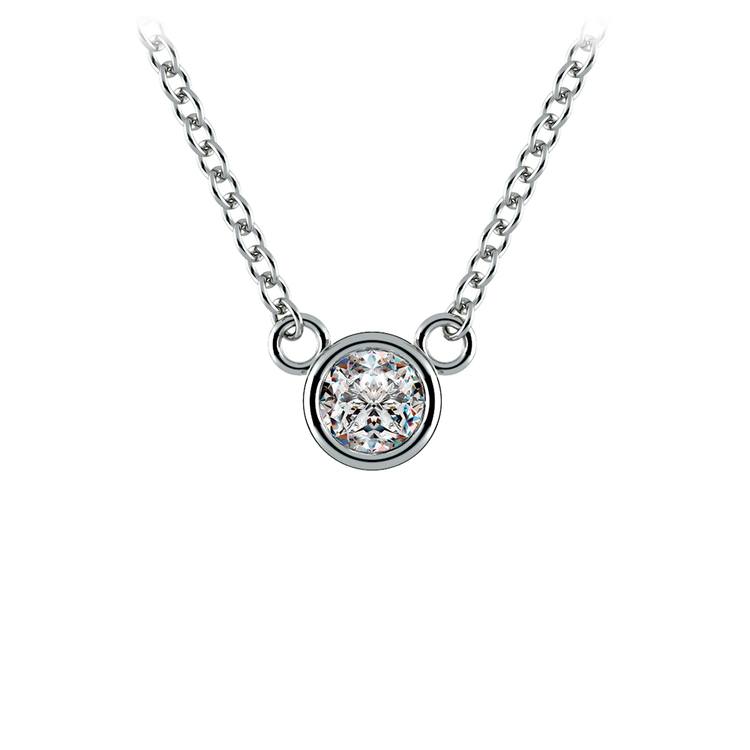 Round Bezel White14K Gold Diamond Solitaire Pendant