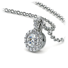 Charger l&#39;image dans la galerie, Halo White Gold Diamond Solitaire Pendant 14K Gold
