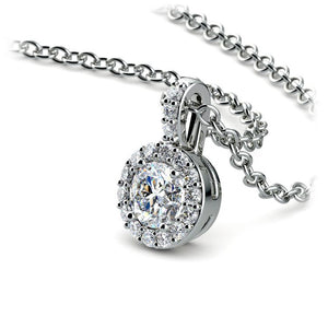 Halo White Gold Diamond Solitaire Pendant 14K Gold