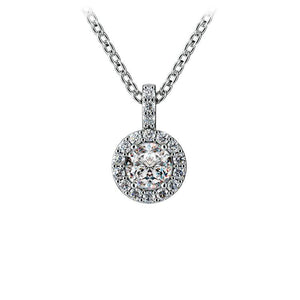 Halo White Gold Diamond Solitaire Pendant 14K Gold